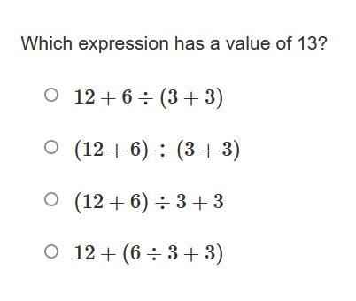 Which expression has a value of 13?-example-1