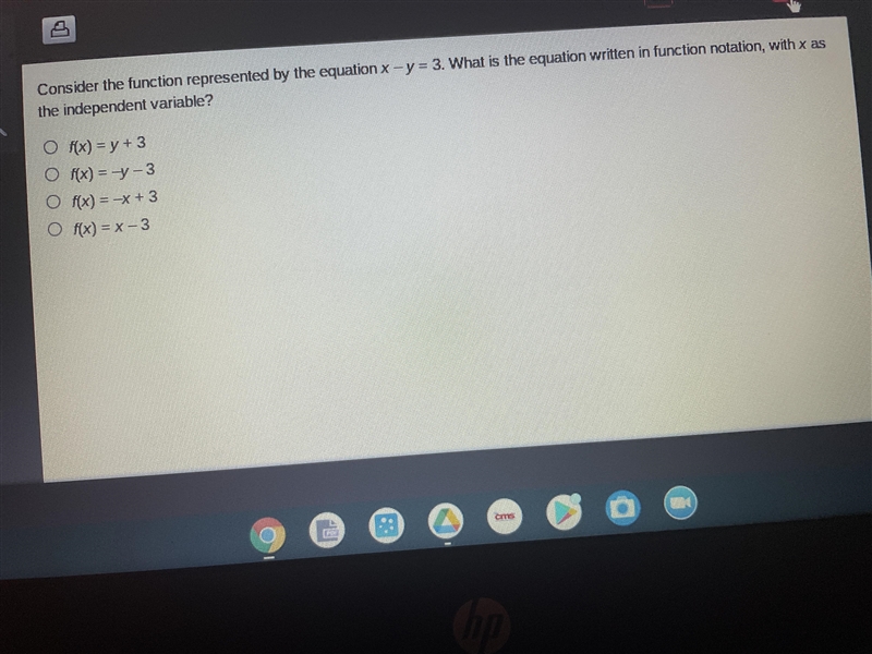 What is the equation written in function notation, with x as the independent variable-example-1