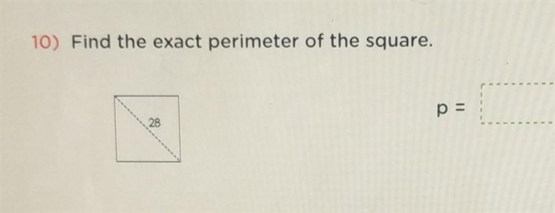 I need to find the exact perimeter of the square.-example-1