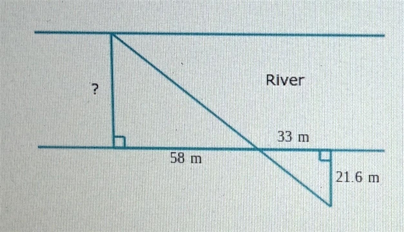 Michael wants to measure the width of a river. He marks off two right triangles, as-example-1