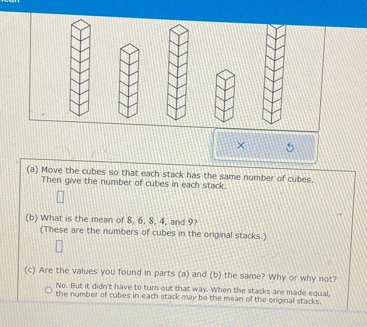 ExplanationCheckX3(a) Move the cubes so that each stack has the same number of cubes-example-1