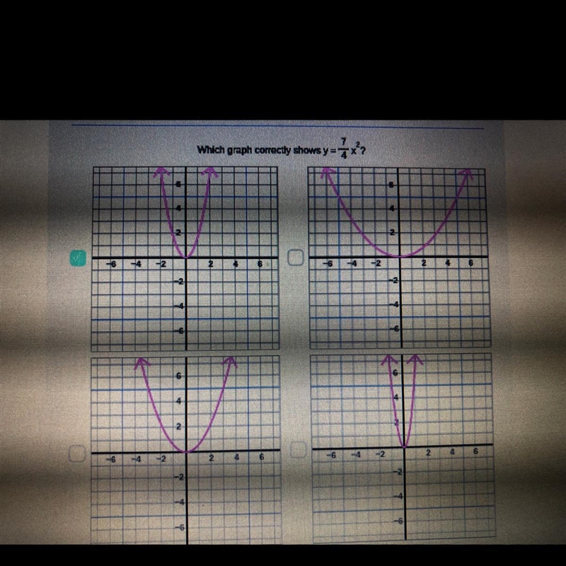 Question 2: In comparison to the graph of y=x^2,in what direction will the graph of-example-1