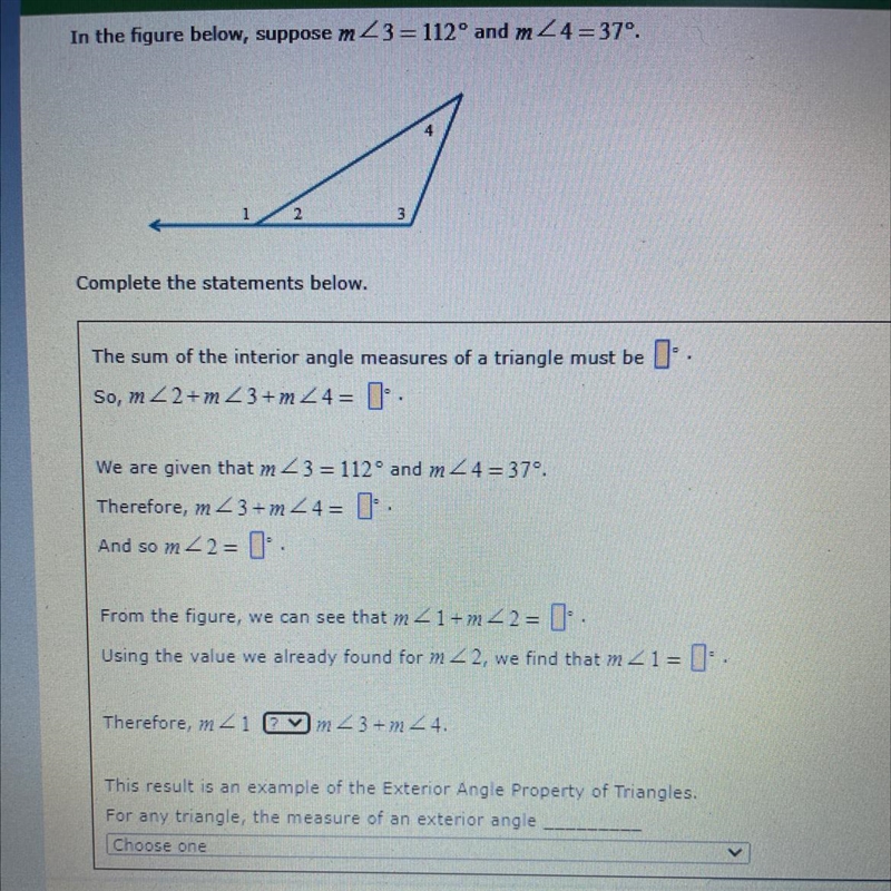 In the figure below, suppose m < 3 = 112° and m< 4 = 37°.-example-1