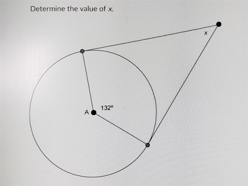 Determine the value of x. Answer Options: 264 degrees 66 degrees 48 degrees 132 degrees-example-1