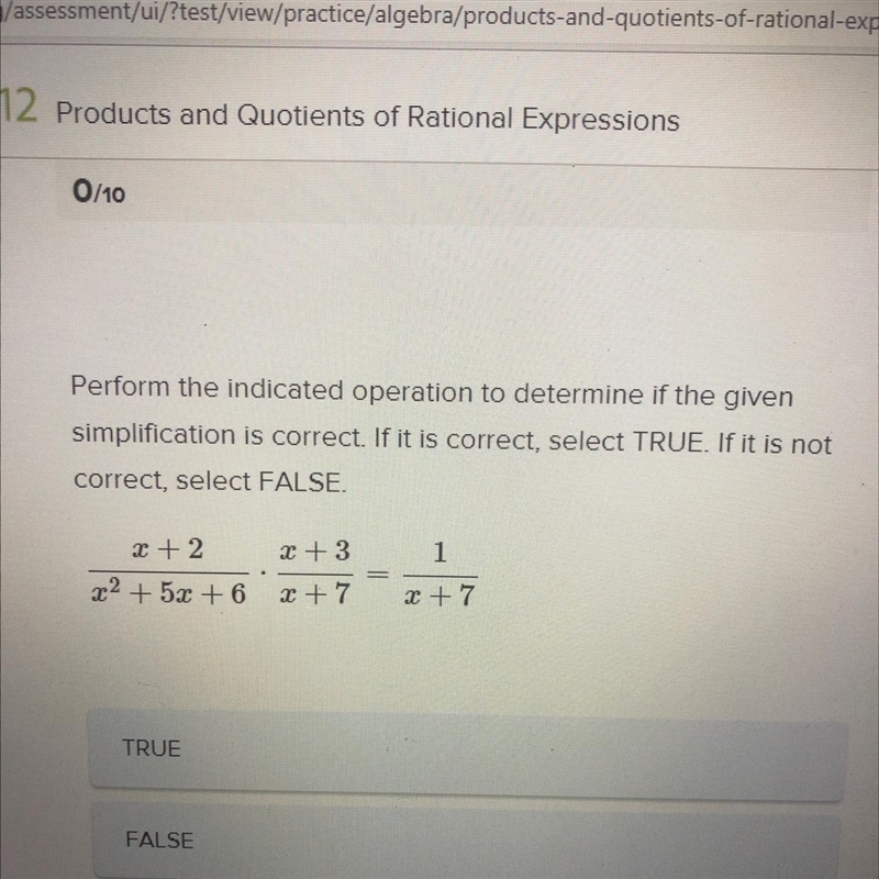 Perform the indicated operation to determine if the givensimplification is correct-example-1