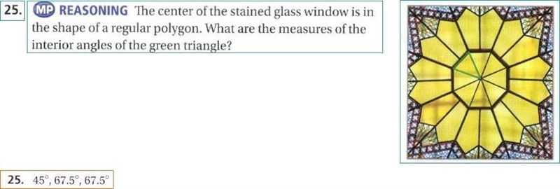 The centre of the stained glass window is in the shape of a regular polygon. What-example-1