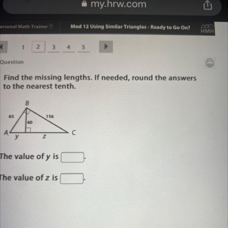 Find the missing lengths. If needed, round the answers to the nearest tenth.-example-1