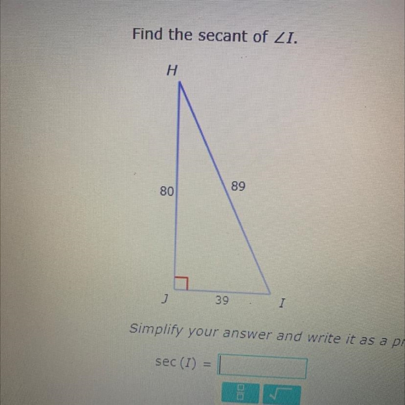 Find the secant of ZI. H 80 89 39-example-1