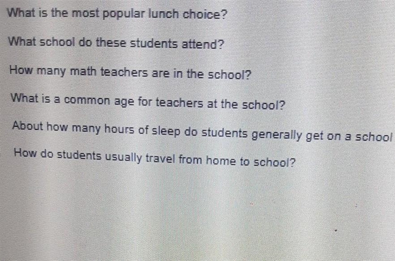 Here is a list of questions about the students and teachers at a school. Select the-example-1