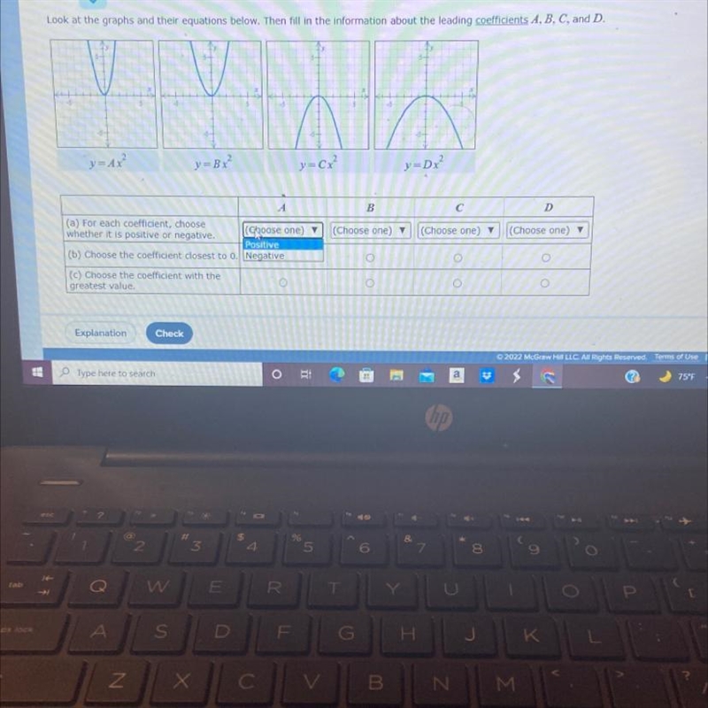 Look at the graphs and their equations below. Then fill in the information about the-example-1