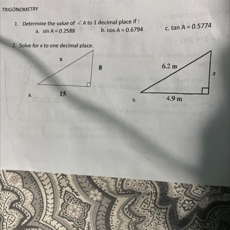 Question one review sheet on determine the value of a to 1 decimal place-example-1