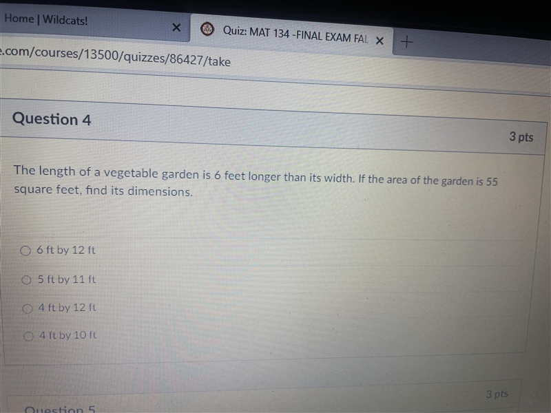 The length of a vegetable garden is 6 feet longer than it’s width if the area of the-example-1