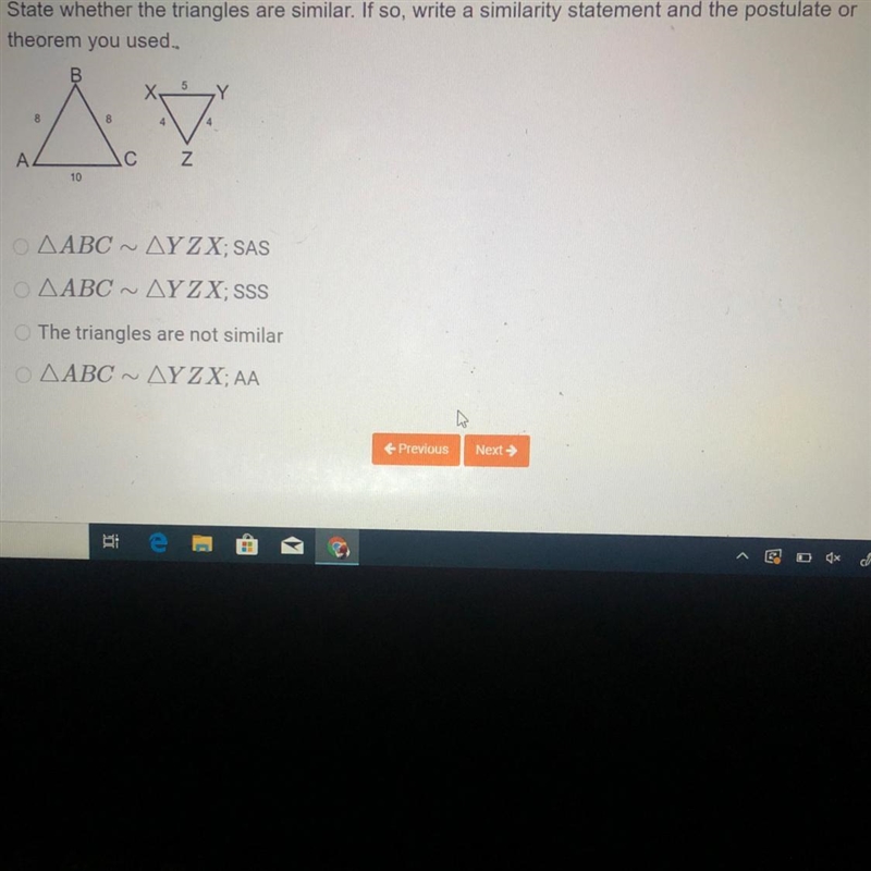 Write a similarity statement for triangles.B.50A60CD/60-70 FΟ ABC ~ AFDEACBA~ADEF-example-1