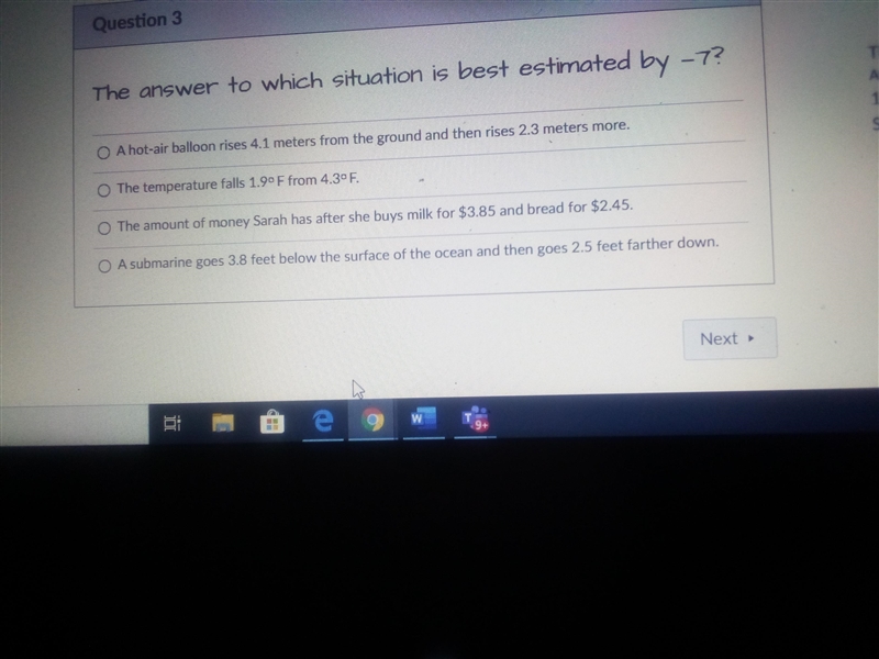 The answer to which situation is best estimated by -7?-example-1