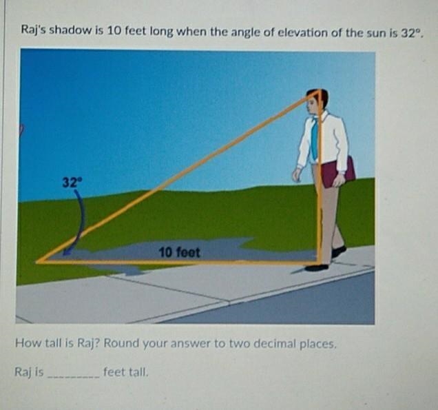 How tall is Raj? Round answer to two decimal places.Raj is ____ feet tall.-example-1