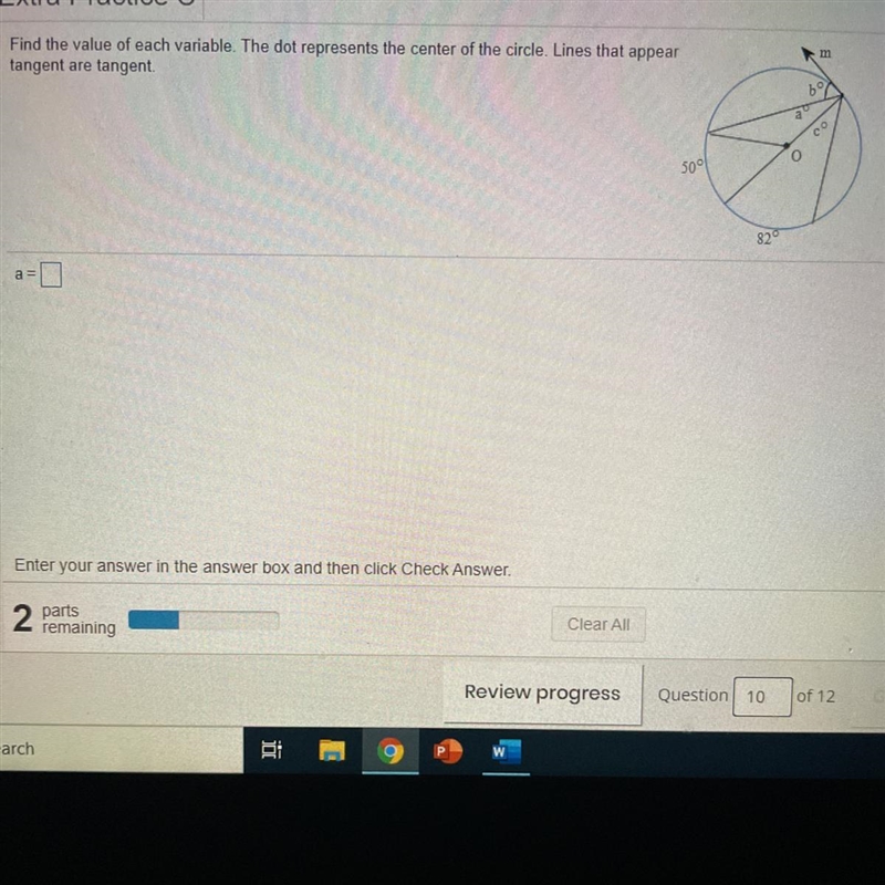 Find the value of each variable. The dot represents the center of the circle Lines-example-1