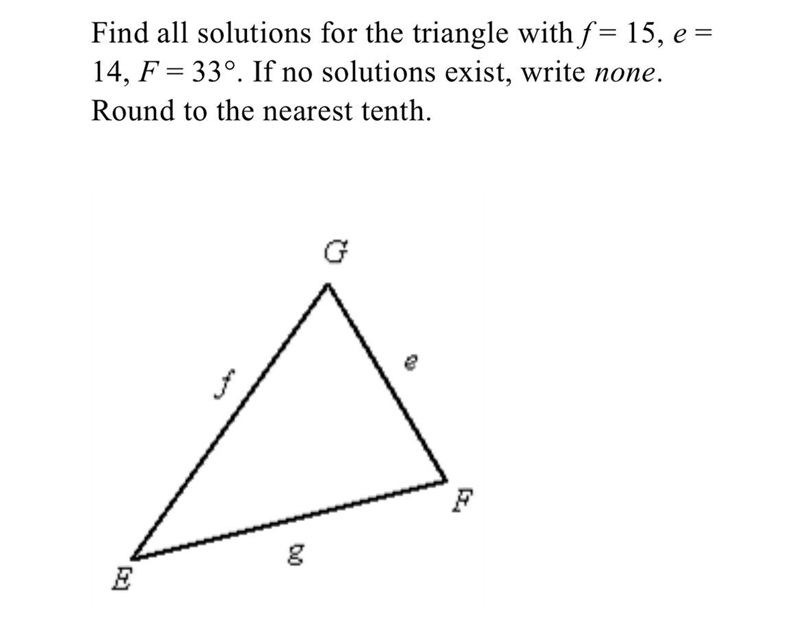 1) g = 23.6, E = 27.6°, G = 123.4°2) g = 24.6, E = 30.6°, G = 116.4°3) g = 25.6, E-example-1