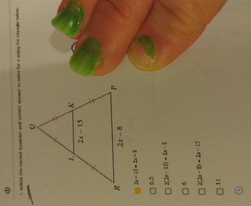 it says select the correct equation and the correct answer to solve for x using the-example-1