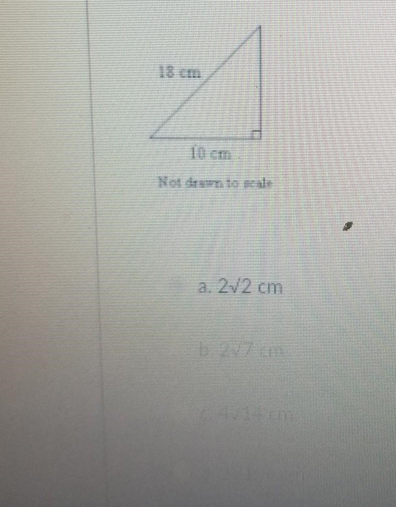 Find the length of the missing side Express your answer in simplest radical form-example-1