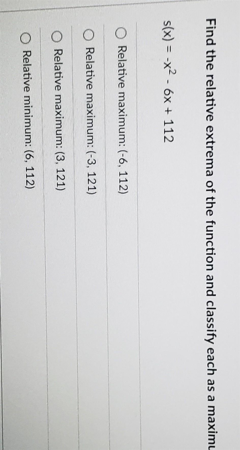 Find the relative extrema of the function and classify each as a maximum or minimum-example-1