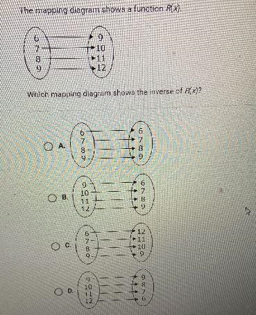 The mapping diagram shows a function R(x).910111289Which mapping diagram shows the-example-1