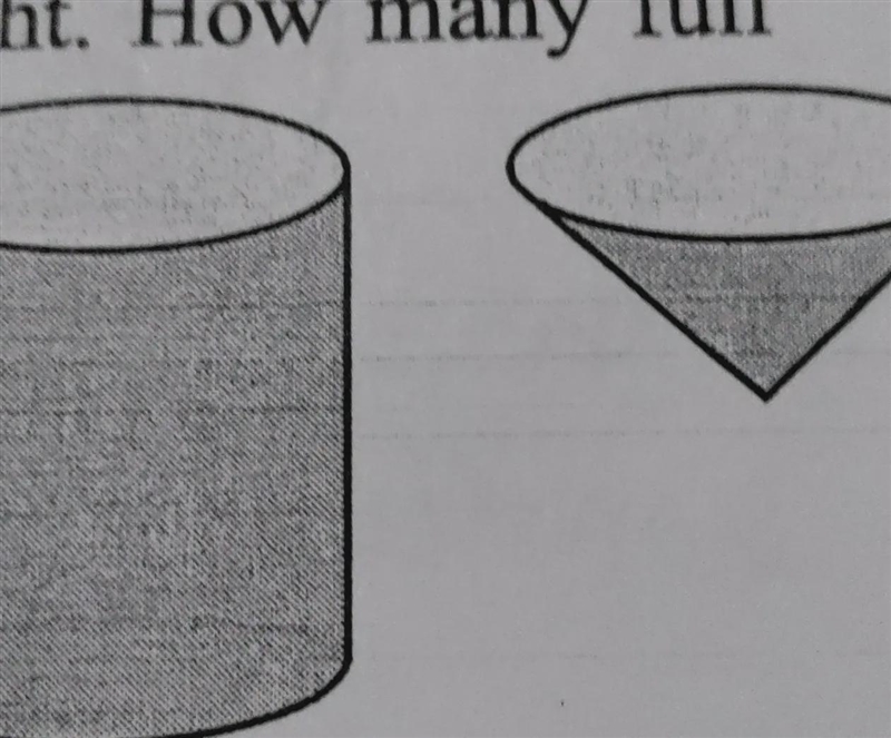 A cone has the same diameter as a cylinder but half the cylinder's height. How many-example-1