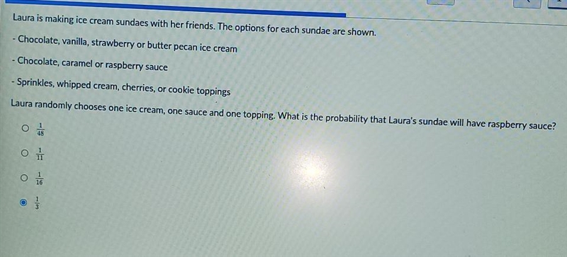 Laura is making ice cream sundaes with her friends the options for each Sunday are-example-1