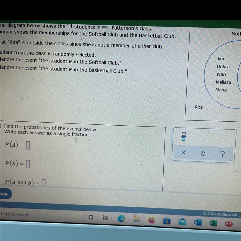 Find the probabilities of the events below. Write each answer as single fraction-example-1