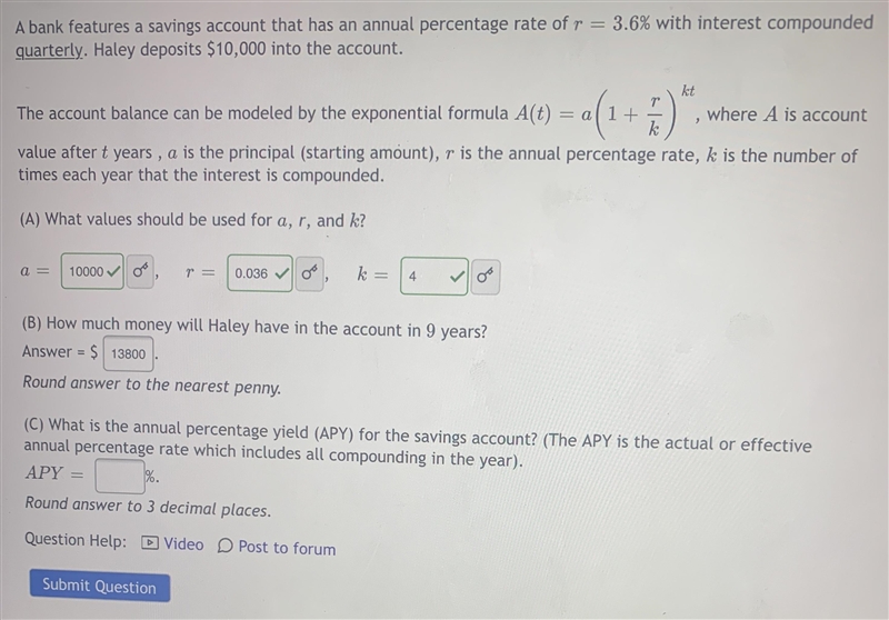 A bank features a savings account that has an annual percentage rate of r = 3.6% with-example-1