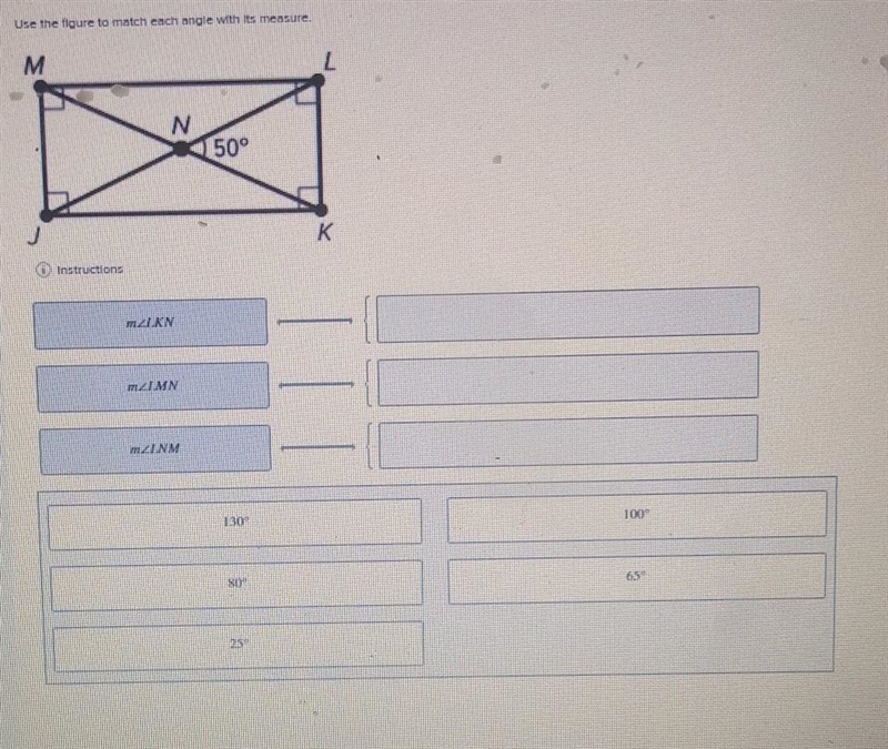 Use each measure to match each angle with it's measure-example-1