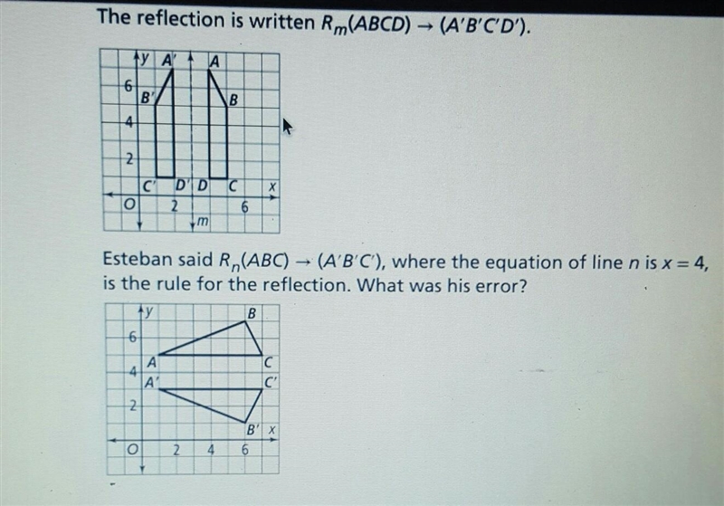 2. Example: The graph shows the reflection of quadrilateral ABCD across line m. The-example-1