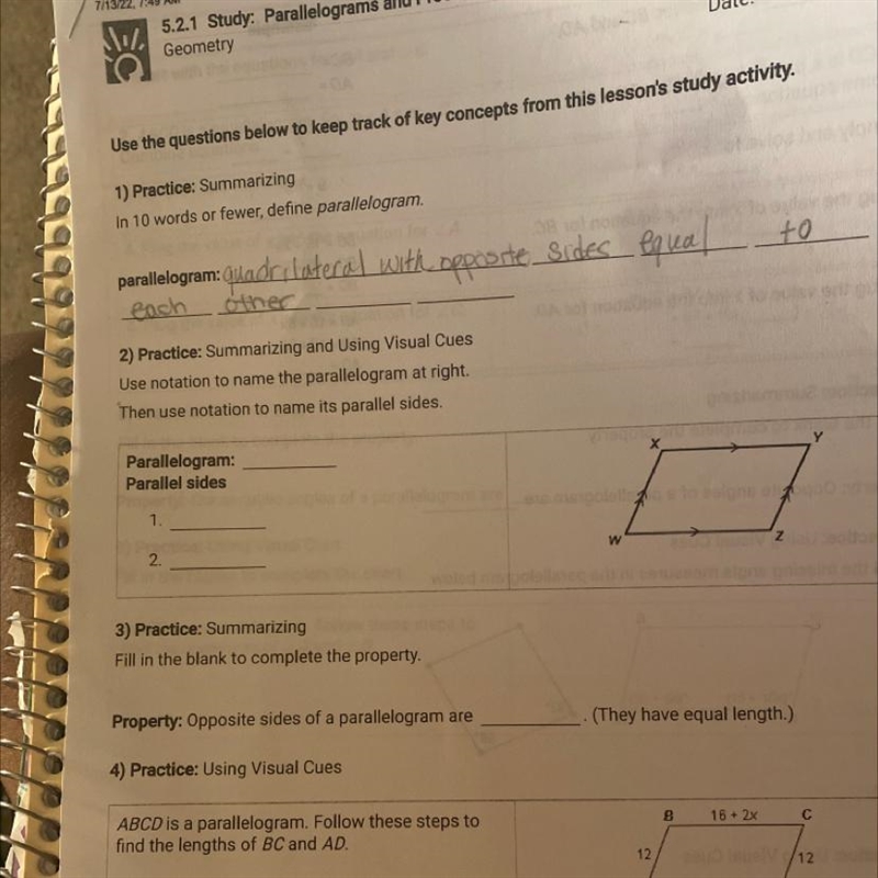 Use notation to name amen the parallelogram at the right-example-1