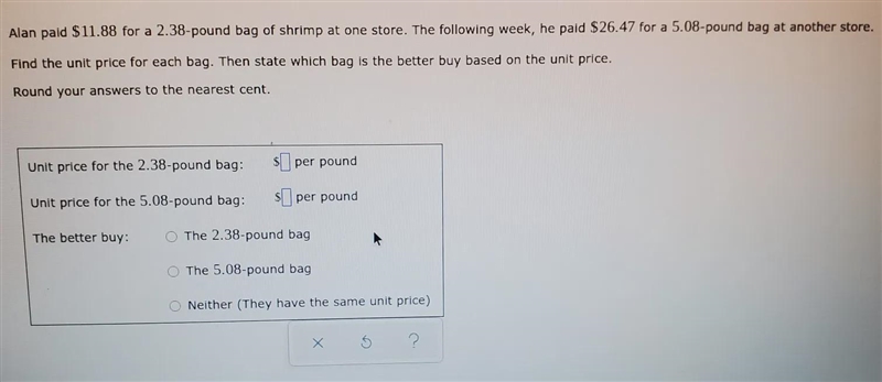 what is the unit price for 2.38 pound bagwhat is the unit price for 5.08 pound bagwhich-example-1