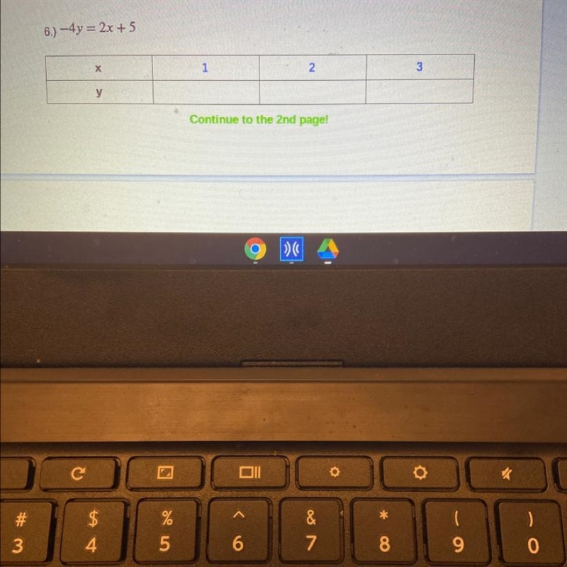 Complete the table of X- and y- values for each equation.-example-1