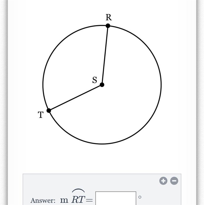 In circle S with m∠RST=122∘, find the angle measure of minor arc ⌢RT-example-1