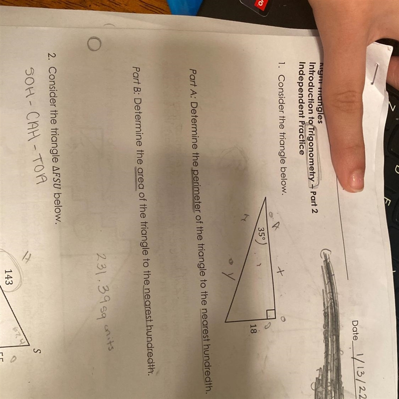 Part A: Determine the perimeter of the triangle to the nearest hundredth.-example-1