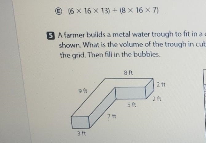 a farmer build a metal water trough to fix in a corner what is the volume of the trough-example-1