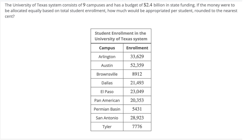 The University of Texas system consists of 9 campuses and has a budget of $2.4 billion-example-1