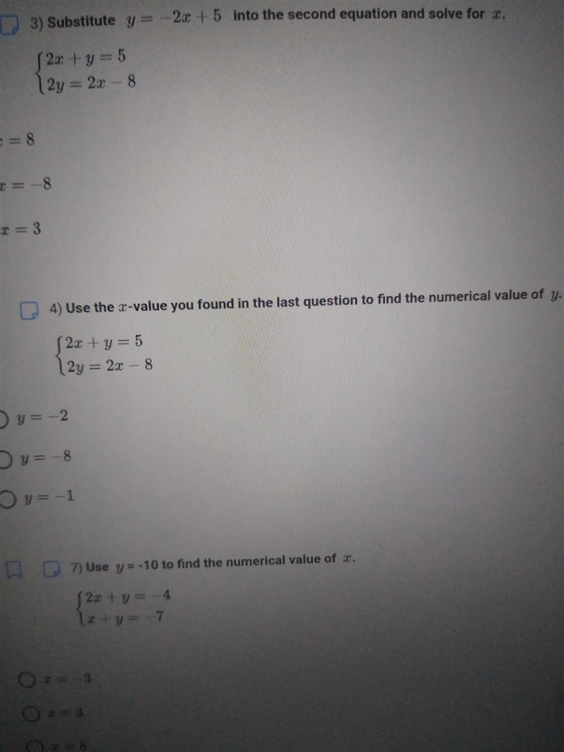 Use the x- value you found in the last question which was x=3 to find the numerical-example-1