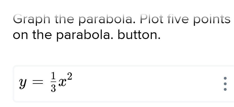 Graph the parabola. Plot five points on the parabola. button.​-example-1