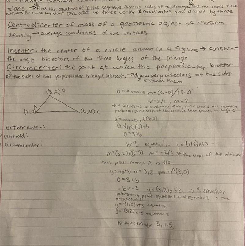 For the following, can you help me find the circumcenter within the diagram-example-1