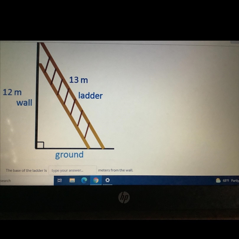 The base of the ladder is blank meters from the wall?-example-1