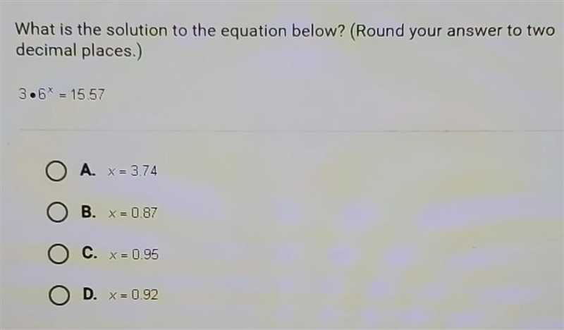 What is the solution to the equation below? (round your answer to two decimal places-example-1