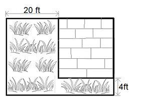 Patrick has a rectangular backyard at his new house. After he built a square brick-example-1