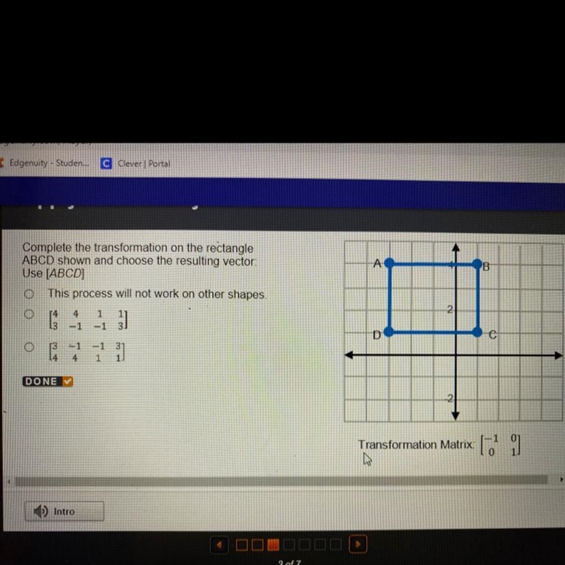 A Complete the transformation on the rectangle ABCD shown and choose the resulting-example-1