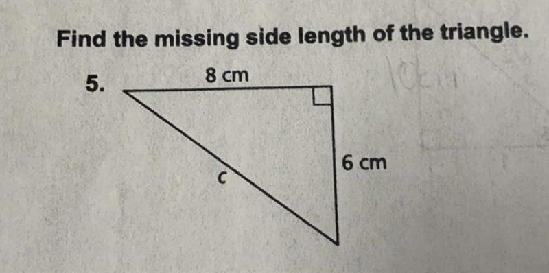 Find the missing side length of the triangle.-example-1