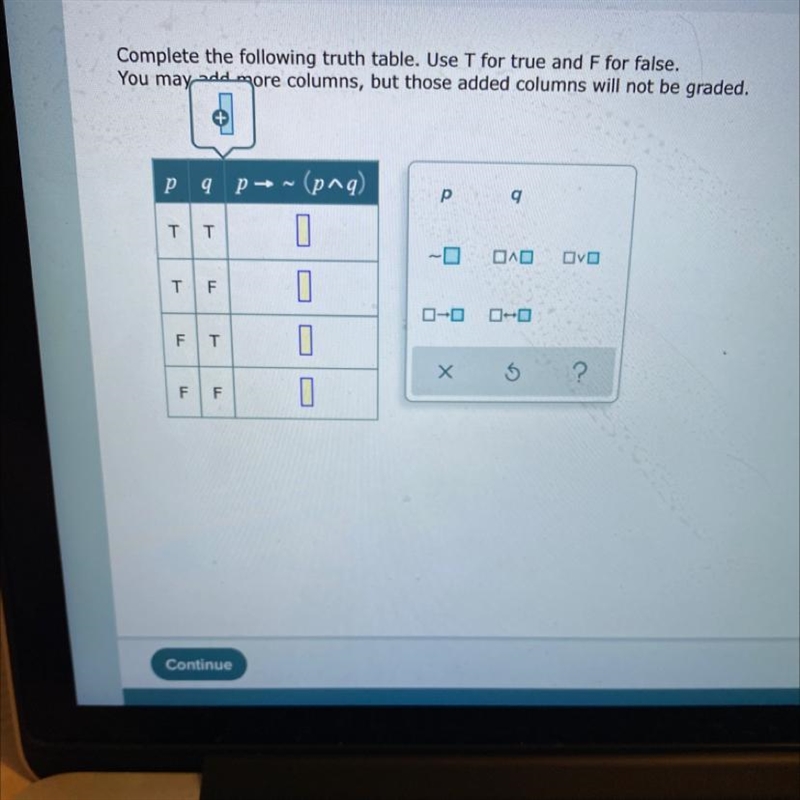 Use T or F as the answer in the boxes-example-1