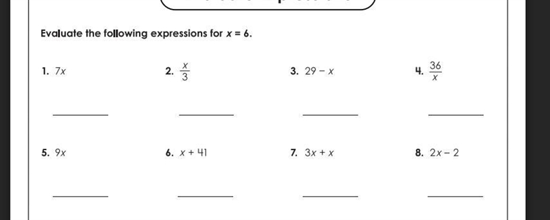 Evaluate the following expressions x=6-example-1