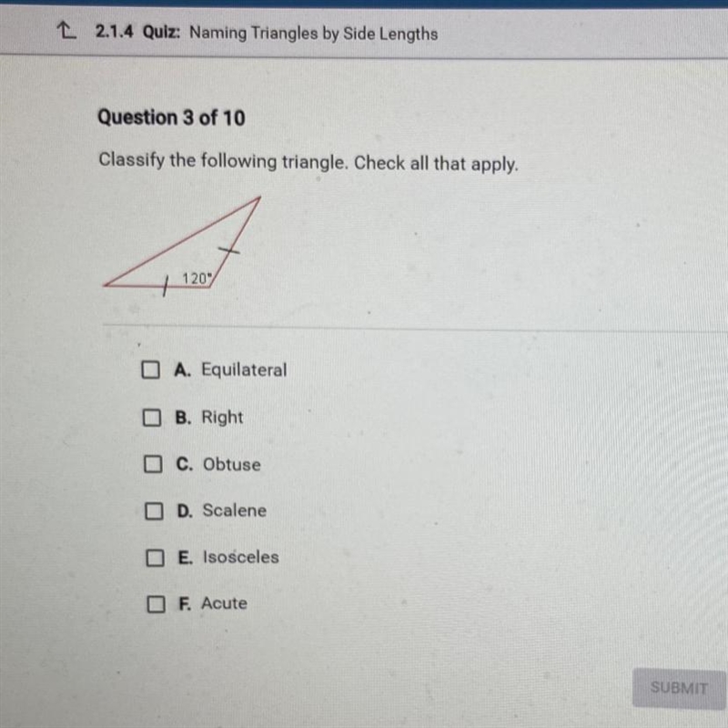 Classify the following triangle. Check all that apply-example-1