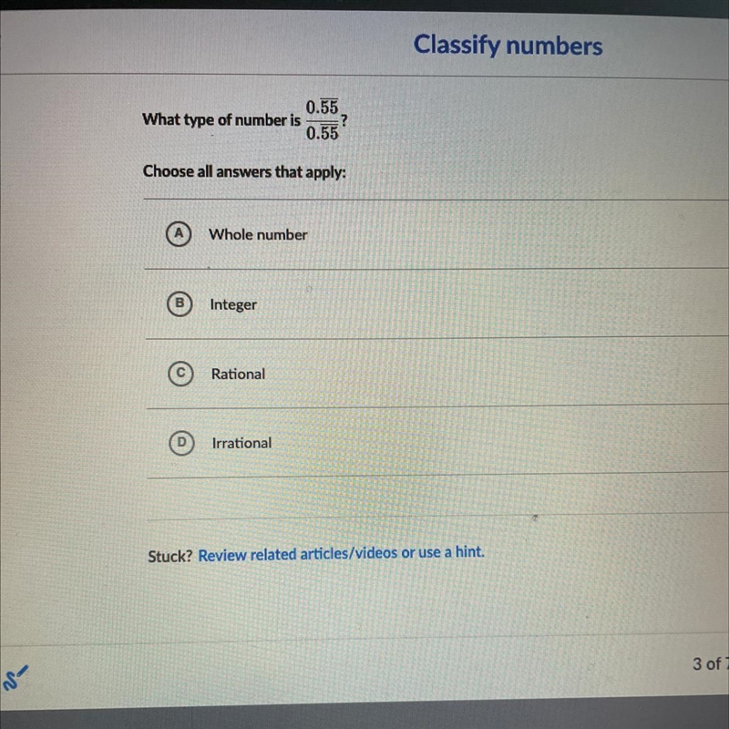 What type of number is 0.55/0.55-example-1